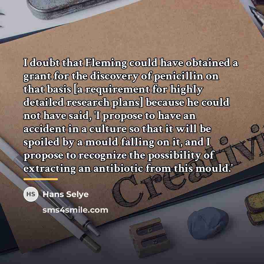 “I doubt that Fleming could have obtained a grant for…” quote by Hans Selye