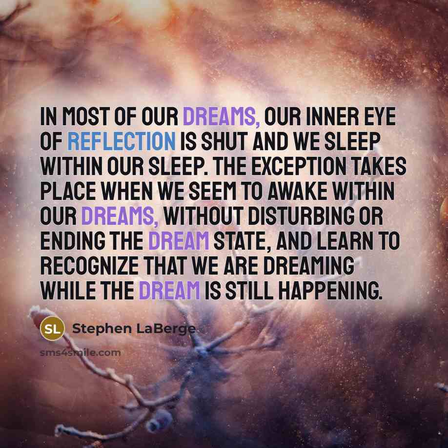 “In most of our dreams, our inner eye of reflection…” quote by Stephen LaBerge