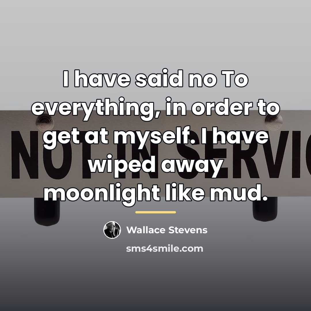 “I have said no To everything, in order to get…” quote by Wallace Stevens