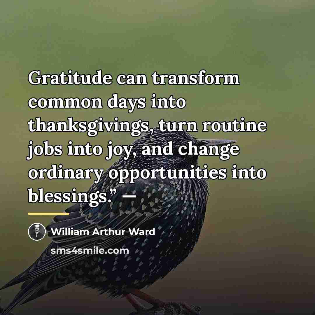 “Gratitude can transform common days into thanksgivings, turn routine jobs…” quote by William Arthur Ward