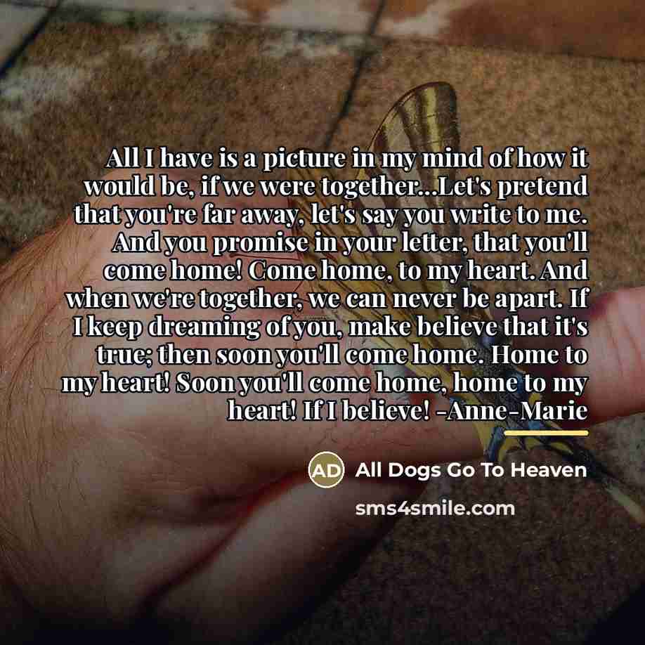 “All I have is a picture in my mind of…” quote by All Dogs Go To Heaven
