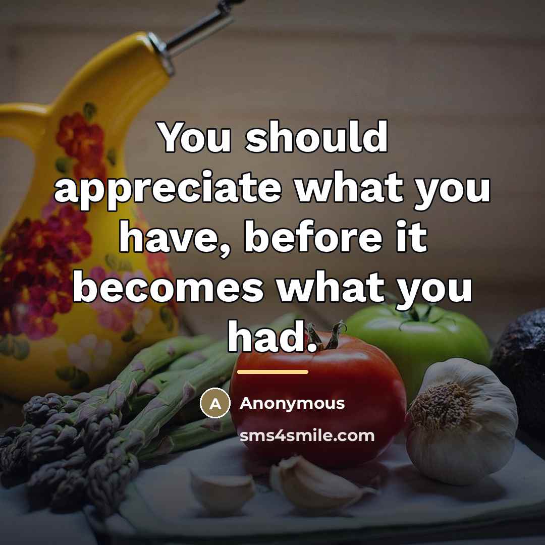 “You should appreciate what you have, before it becomes what…” quote by Anonymous