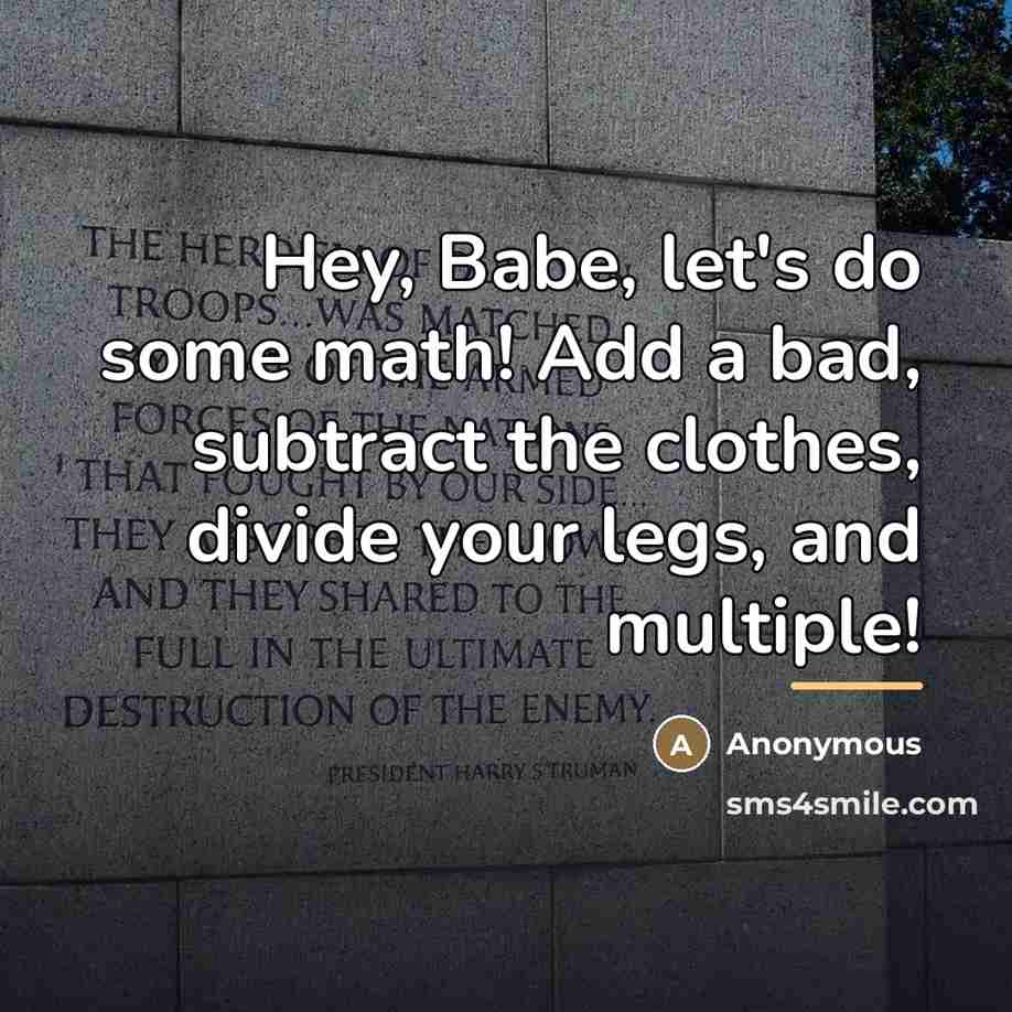 “Hey, Babe, let's do some math! Add a bad, subtract…” quote by Anonymous