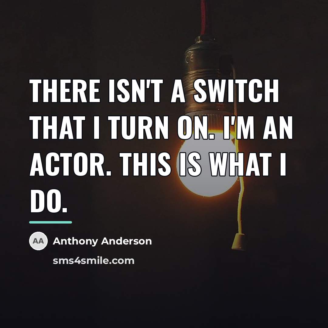 “There isn't a switch that I turn on. I'm an…” quote by Anthony Anderson