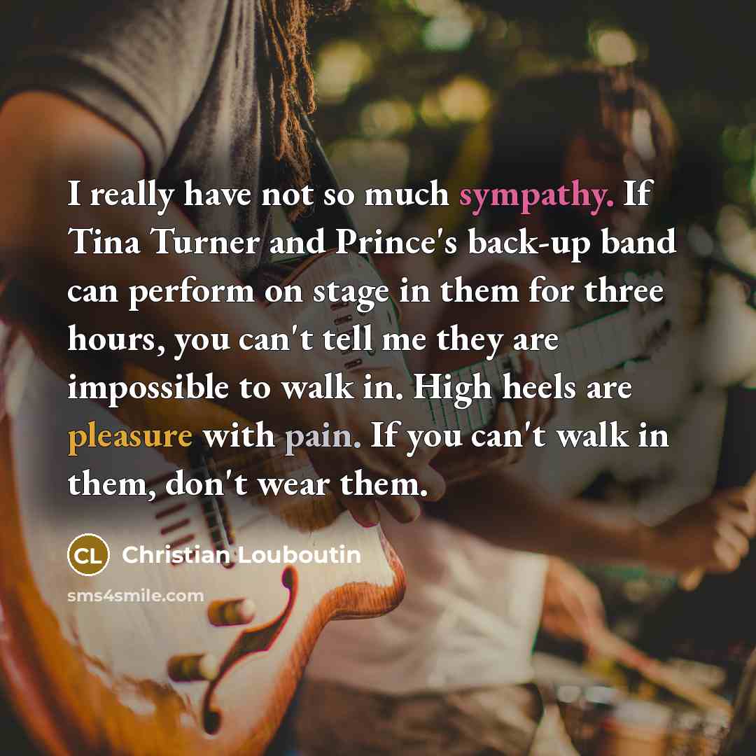 “I really have not so much sympathy. If Tina Turner…” quote by Christian Louboutin