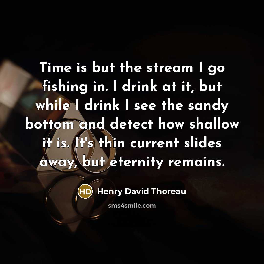 “Time is but the stream I go fishing in. I…” quote by Henry David Thoreau