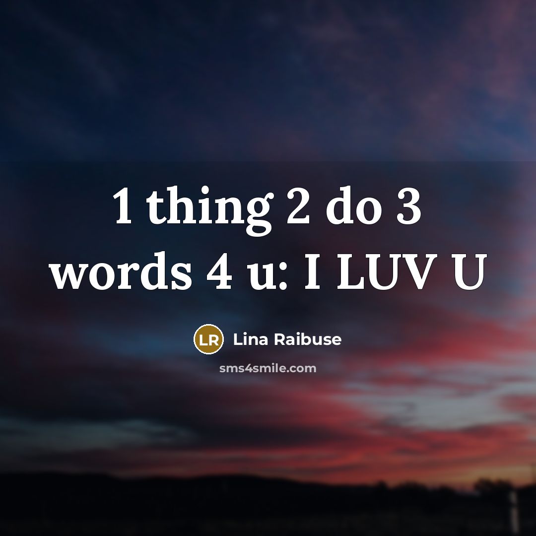 “1 thing 2 do 3 words 4 u: I LUV U” quote by Lina Raibuse