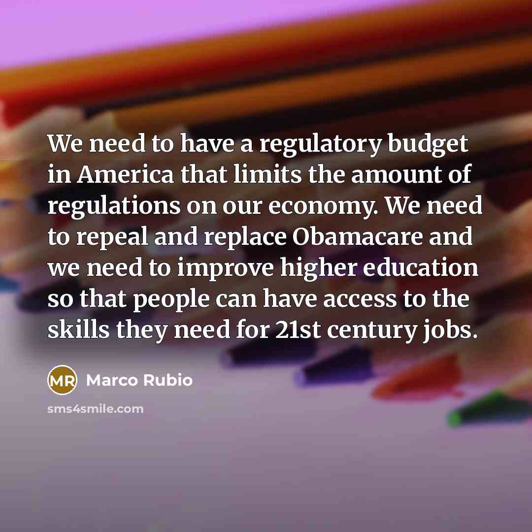 “We need to have a regulatory budget in America that…” quote by Marco Rubio