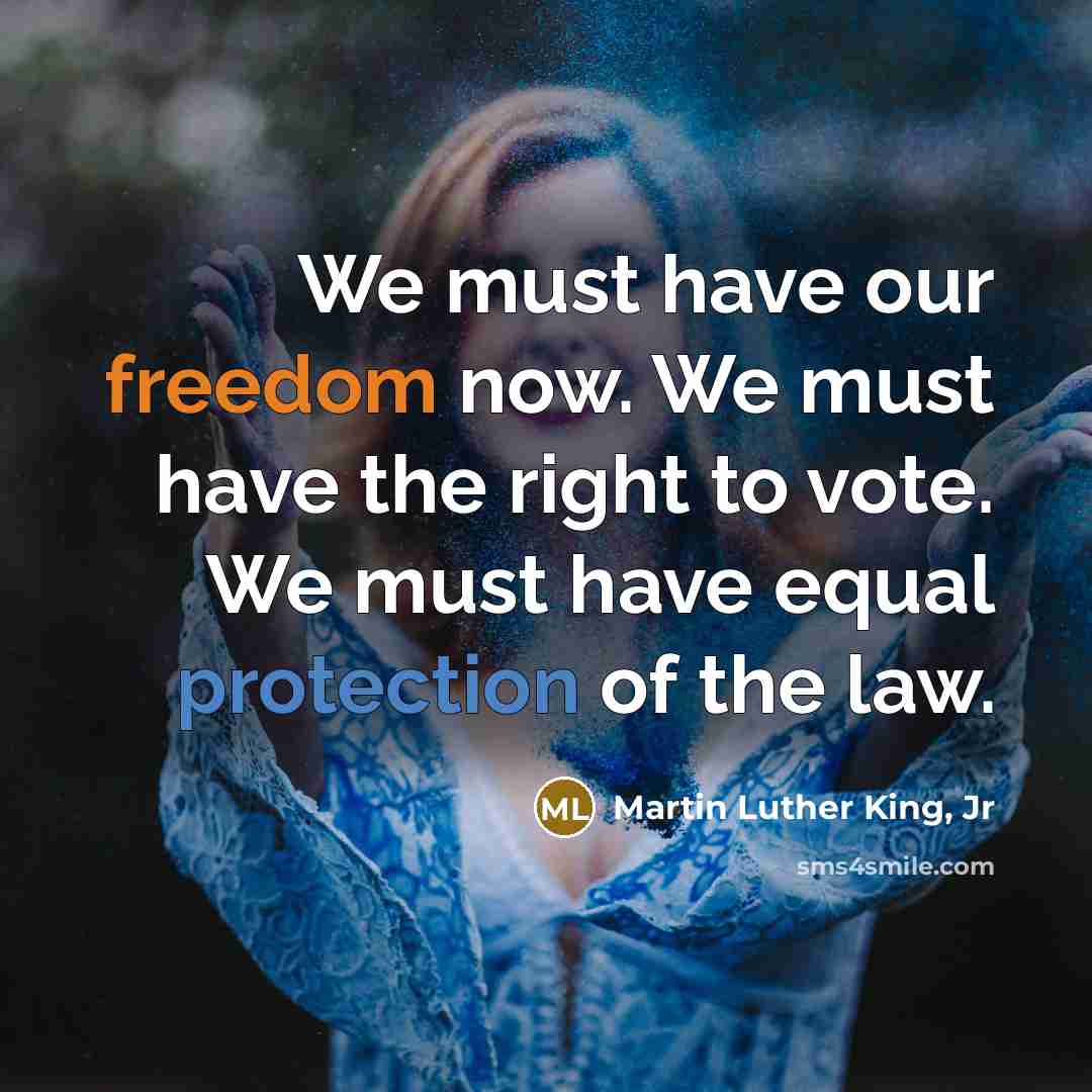 “We must have our freedom now. We must have the…” quote by Martin Luther King, Jr