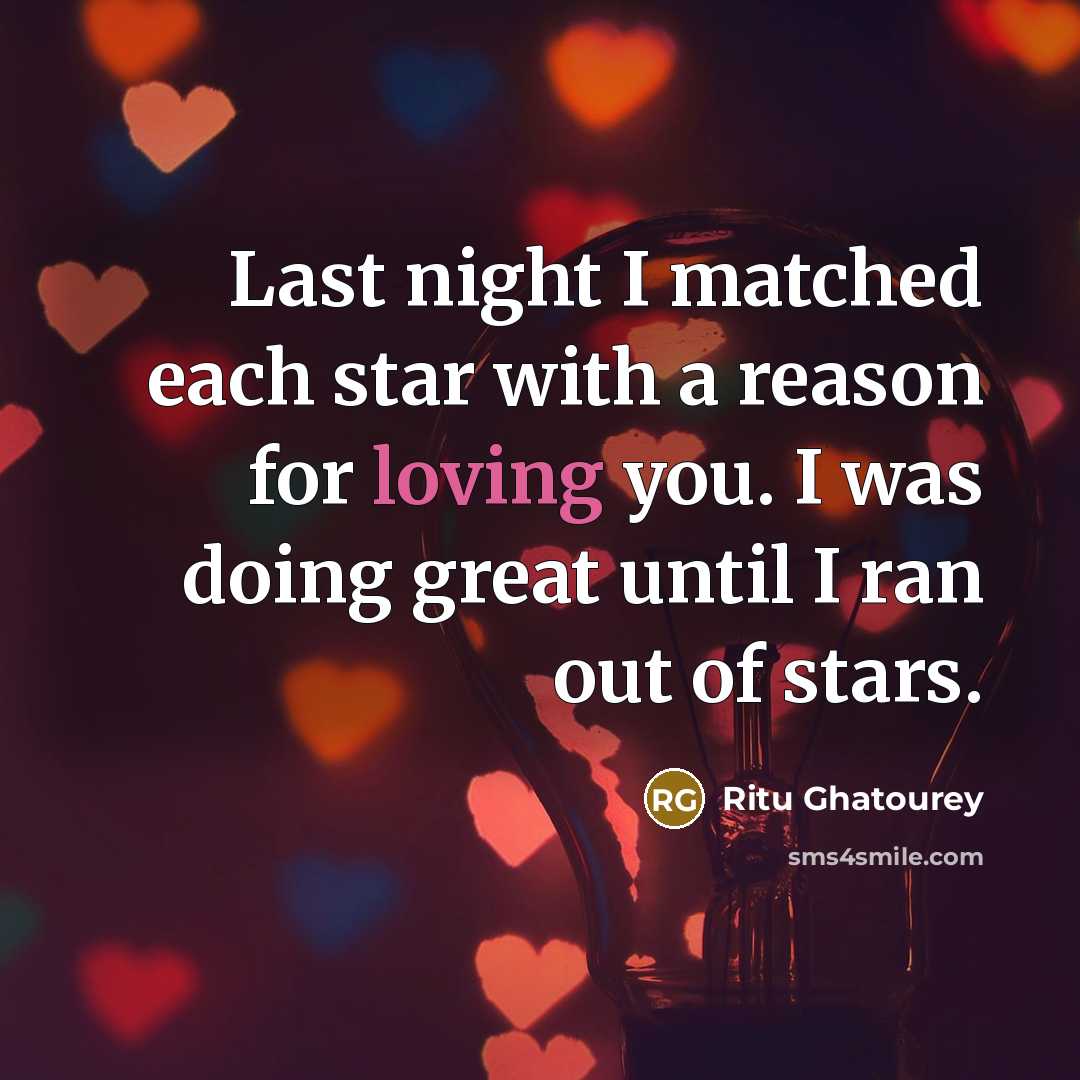 “Last night I matched each star with a reason for…” quote by Ritu Ghatourey