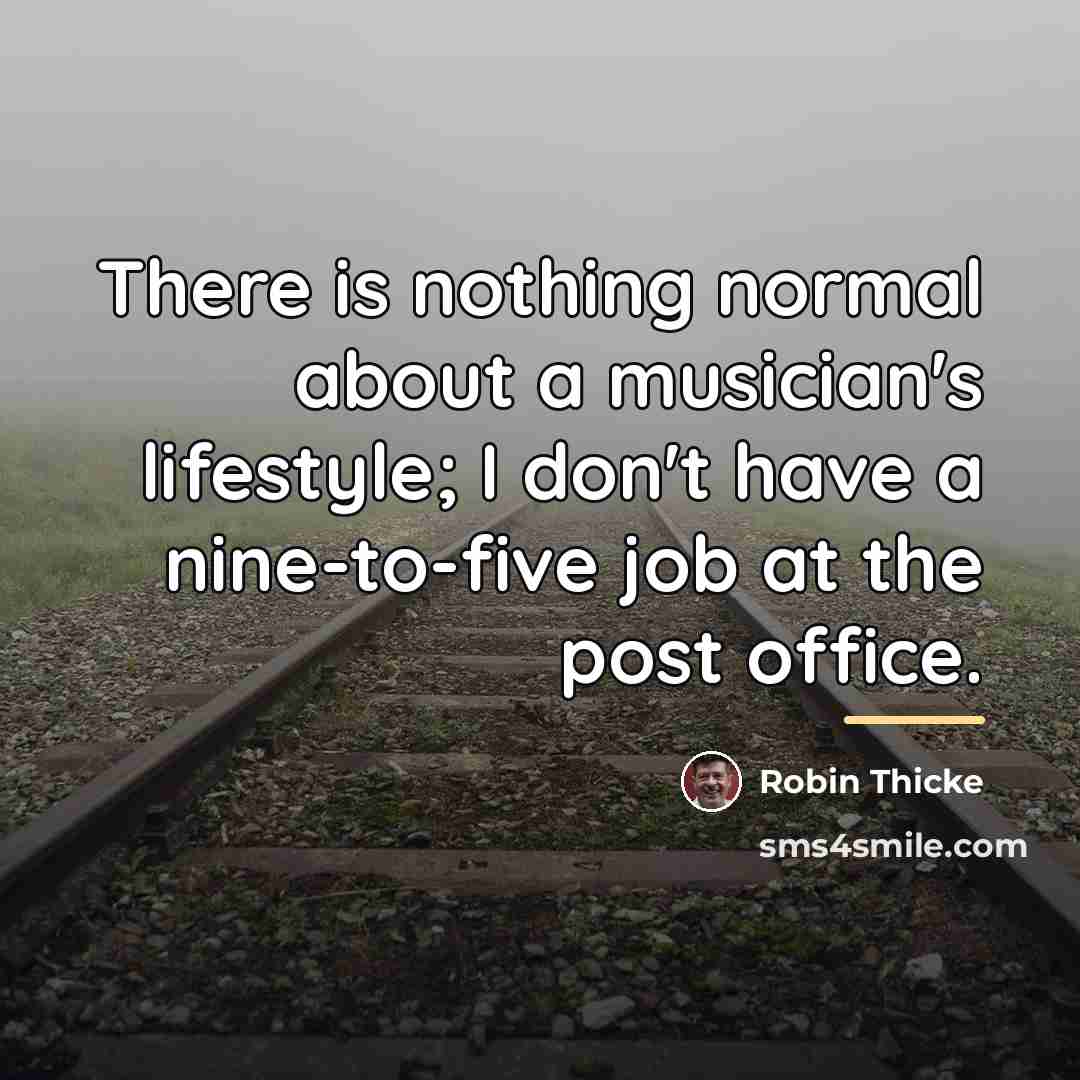 “There is nothing normal about a musician's lifestyle; I don't…” quote by Robin Thicke