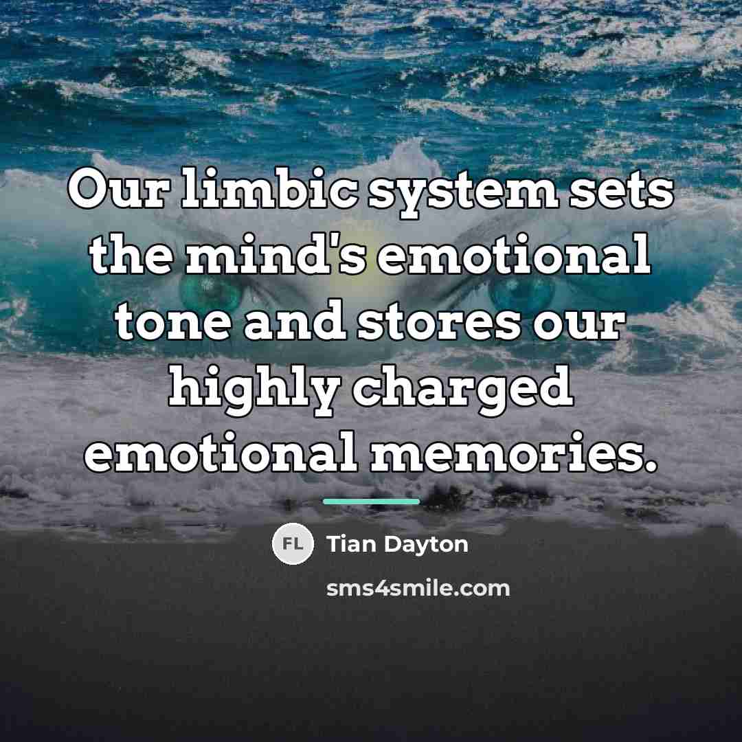 “Our limbic system sets the mind's emotional tone and stores…” quote by Tian Dayton
