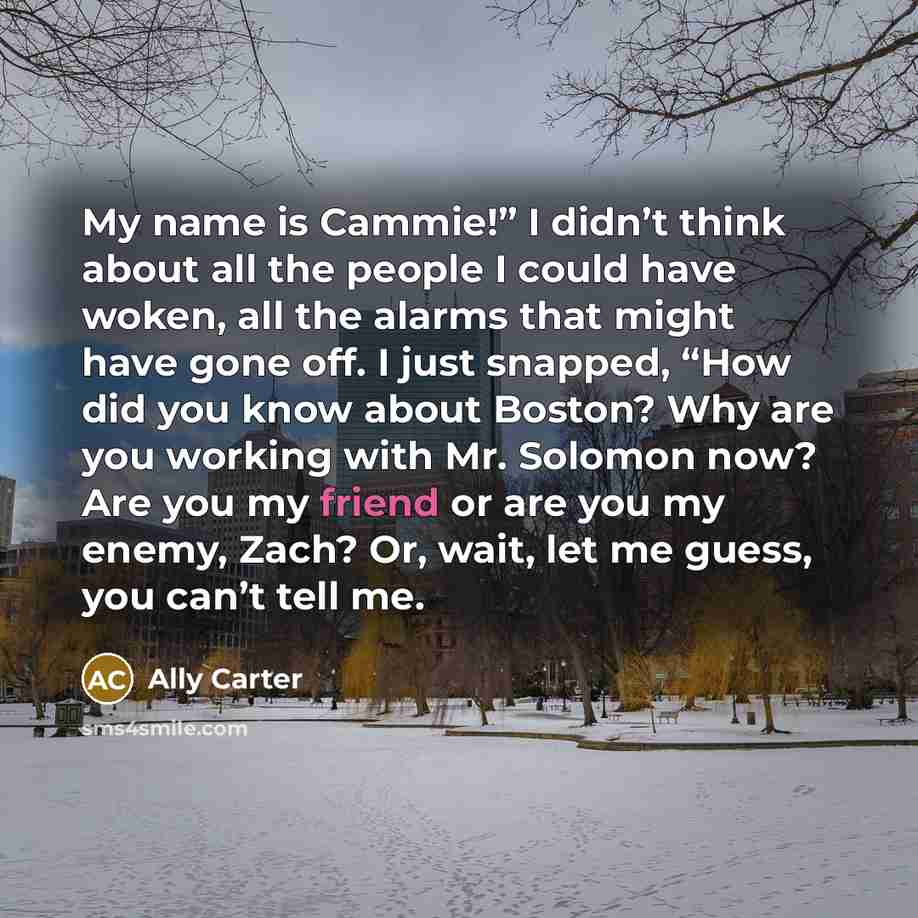 “My name is Cammie!” I didn’t think about all the…” quote by Ally Carter