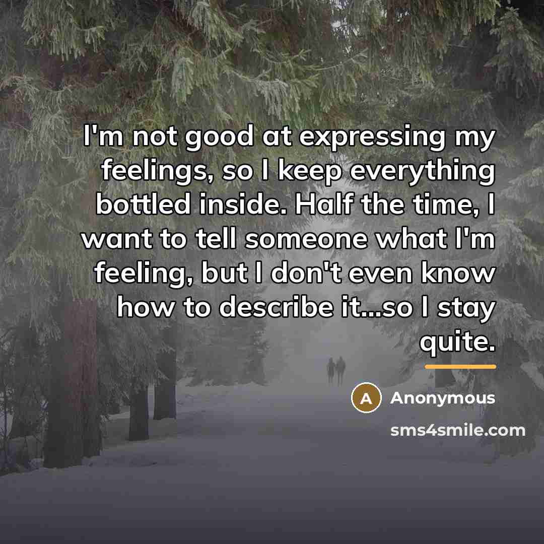 “I'm not good at expressing my feelings, so I keep…” quote by Anonymous