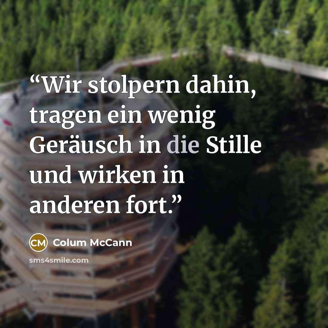 “Wir stolpern dahin, tragen ein wenig Geräusch in die Stille und wirken in anderen fort.” quote by Colum McCann