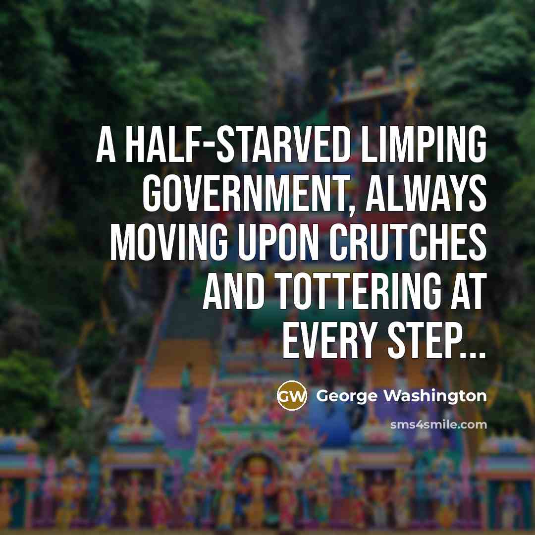 “A half-starved limping government, always moving upon crutches and tottering…” quote by George Washington