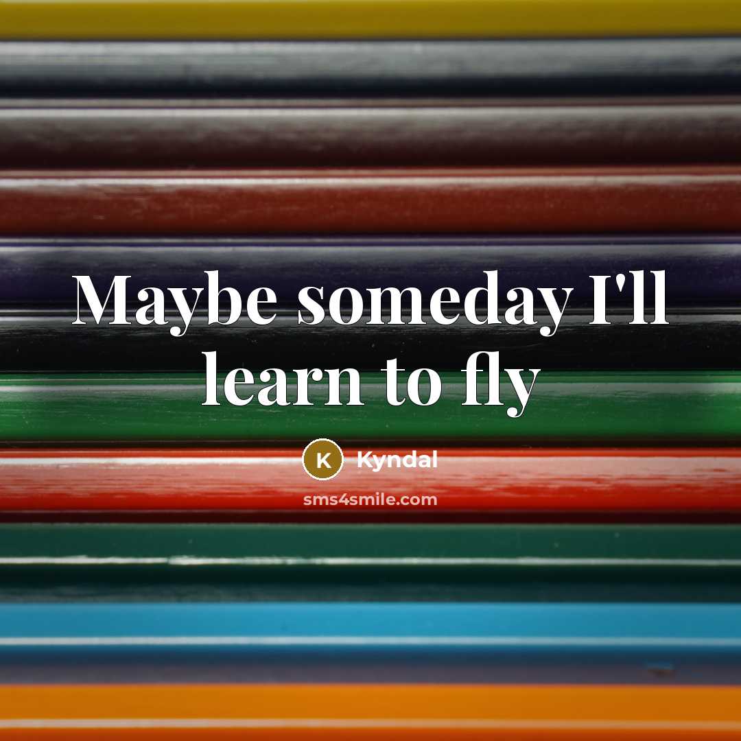 “Maybe someday I'll learn to fly” quote by Kyndal