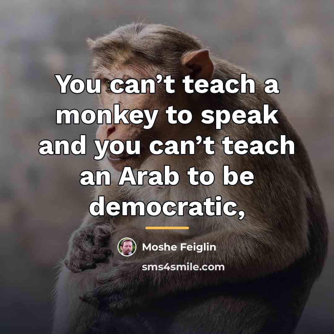 “You can’t teach a monkey to speak and you can’t…” quote by Moshe Feiglin
