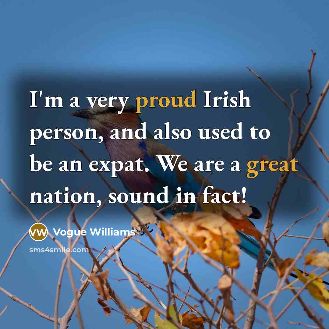 “I'm a very proud Irish person, and also used to be an expat. We are a great nation, sound in fact!” quote by Vogue Williams