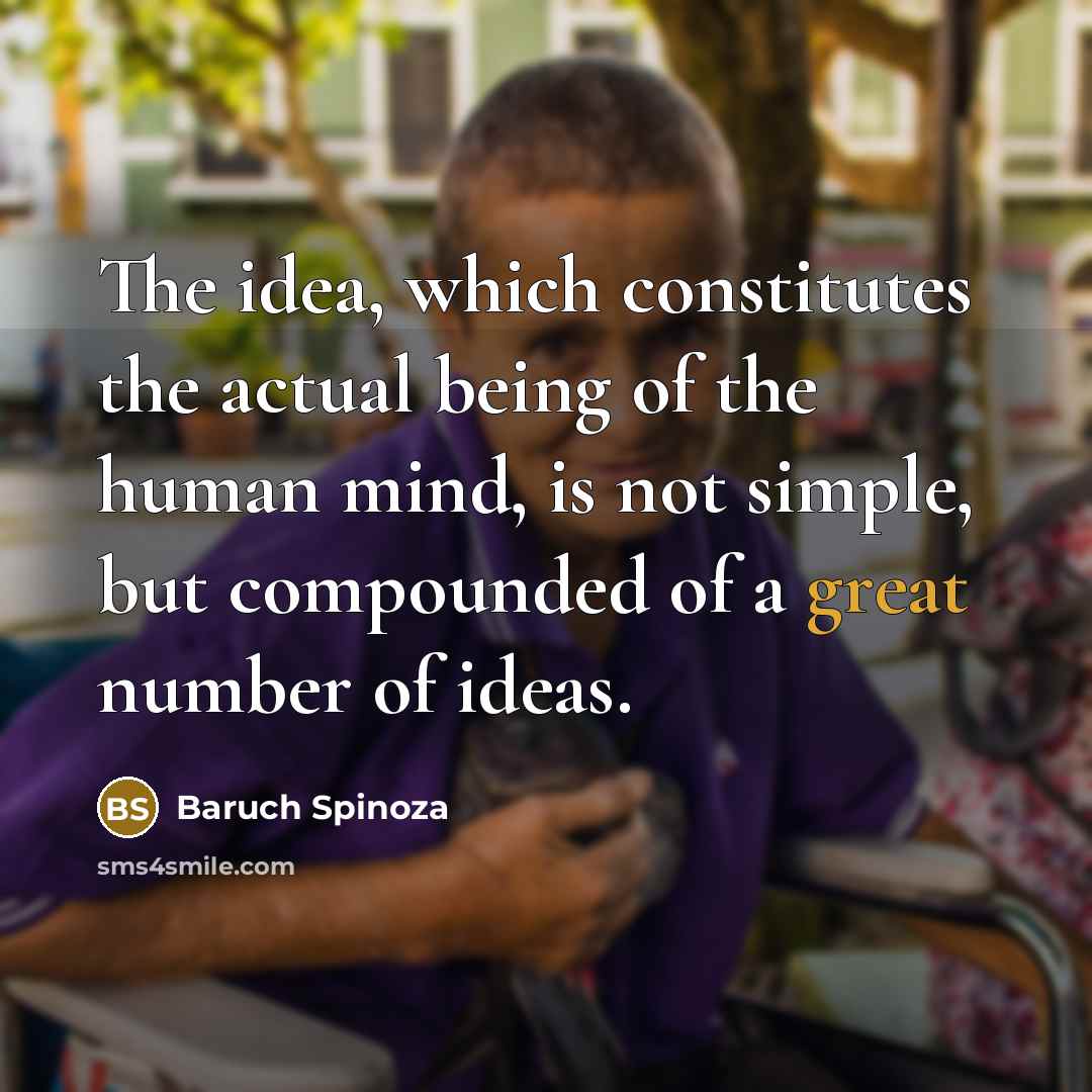 “The idea, which constitutes the actual being of the human…” quote by Baruch Spinoza