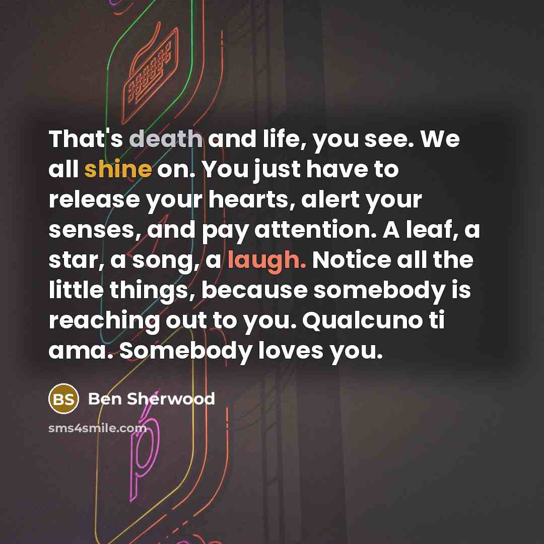 “That's death and life, you see. We all shine on.…” quote by Ben Sherwood