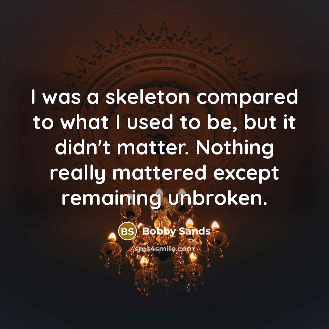 “I was a skeleton compared to what I used to…” quote by Bobby Sands