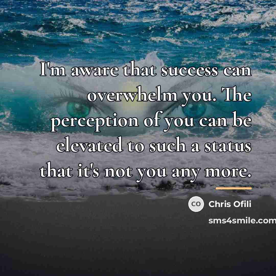 “I'm aware that success can overwhelm you. The perception of…” quote by Chris Ofili