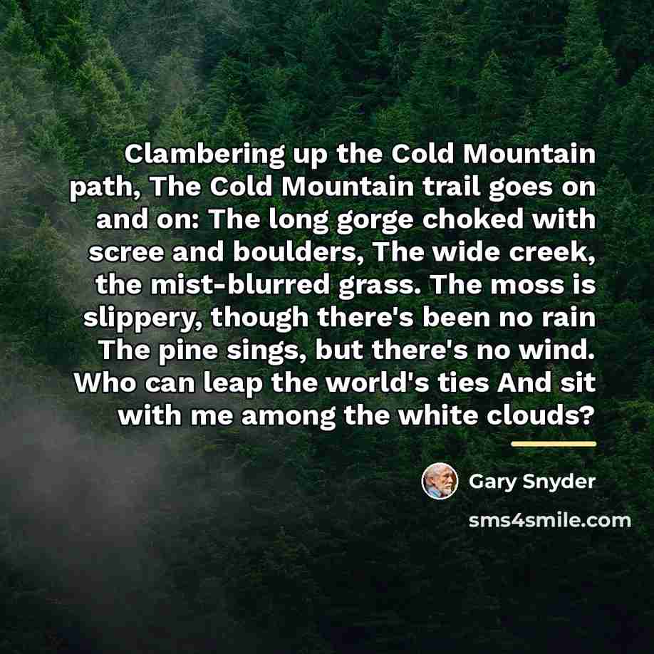 “Clambering up the Cold Mountain path, The Cold Mountain trail…” quote by Gary Snyder
