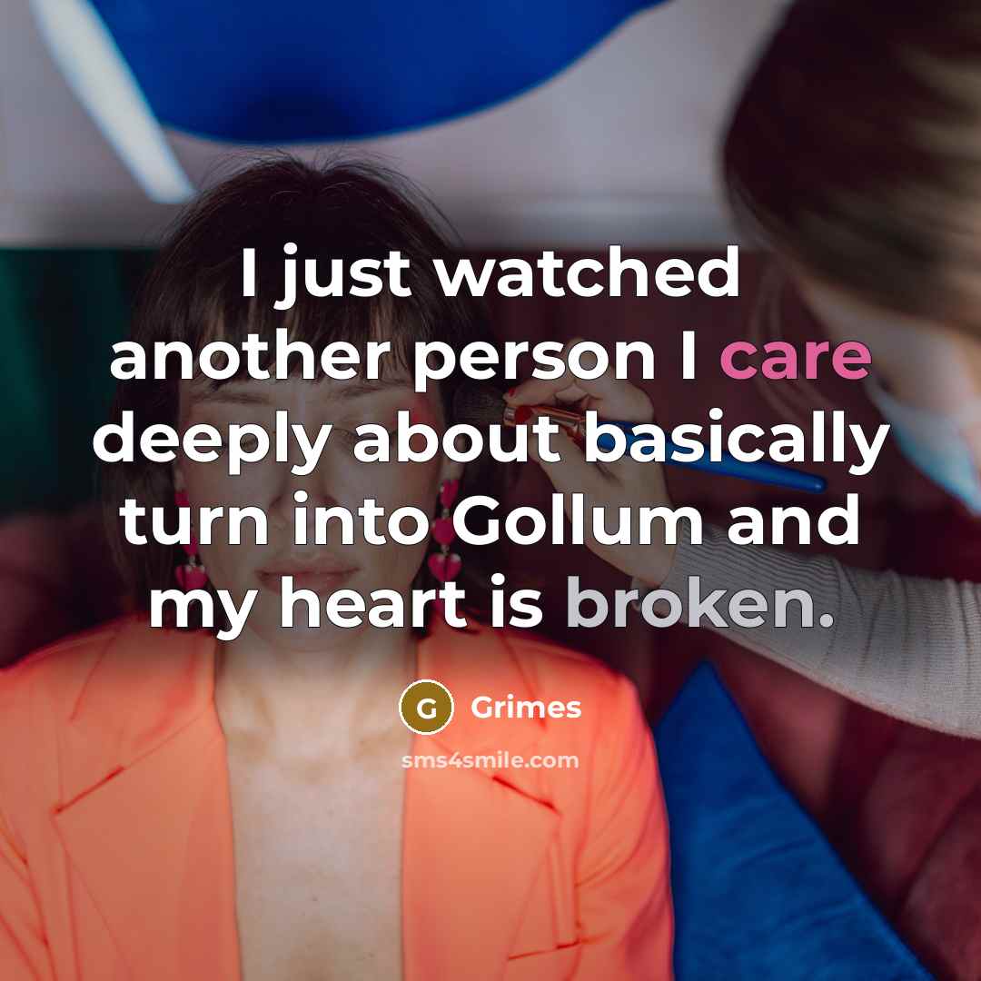 “I just watched another person I care deeply about basically…” quote by Grimes