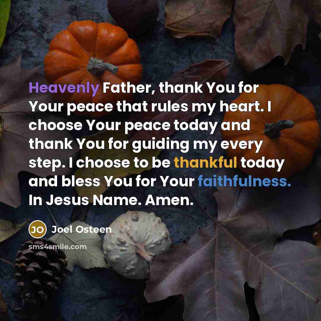 “Heavenly Father, thank You for Your peace that rules my…” quote by Joel Osteen