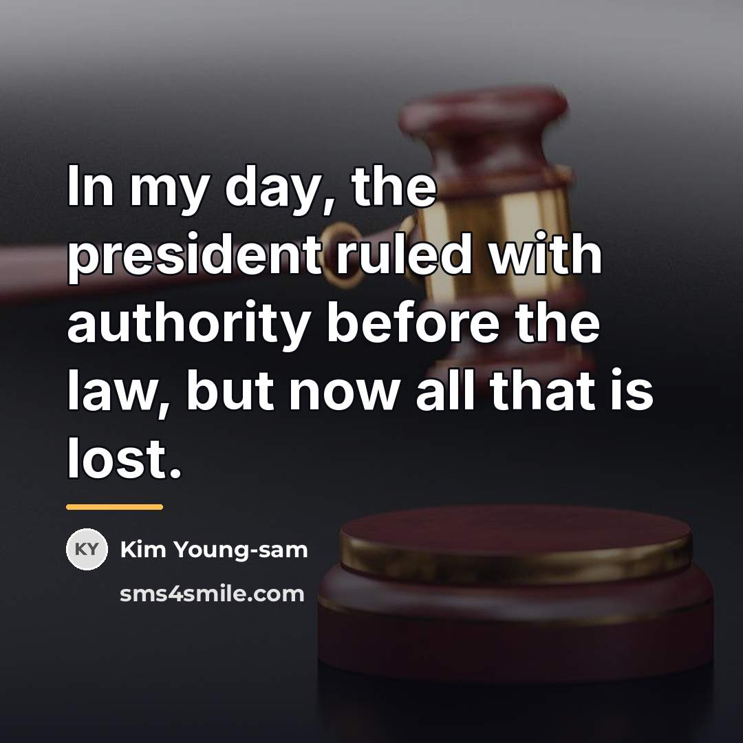 “In my day, the president ruled with authority before the…” quote by Kim Young-sam
