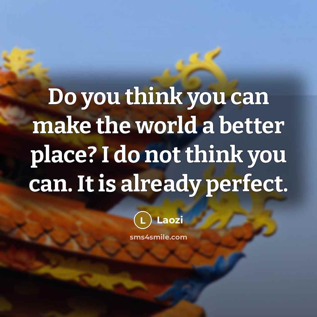 “Do you think you can make the world a better…” quote by Laozi