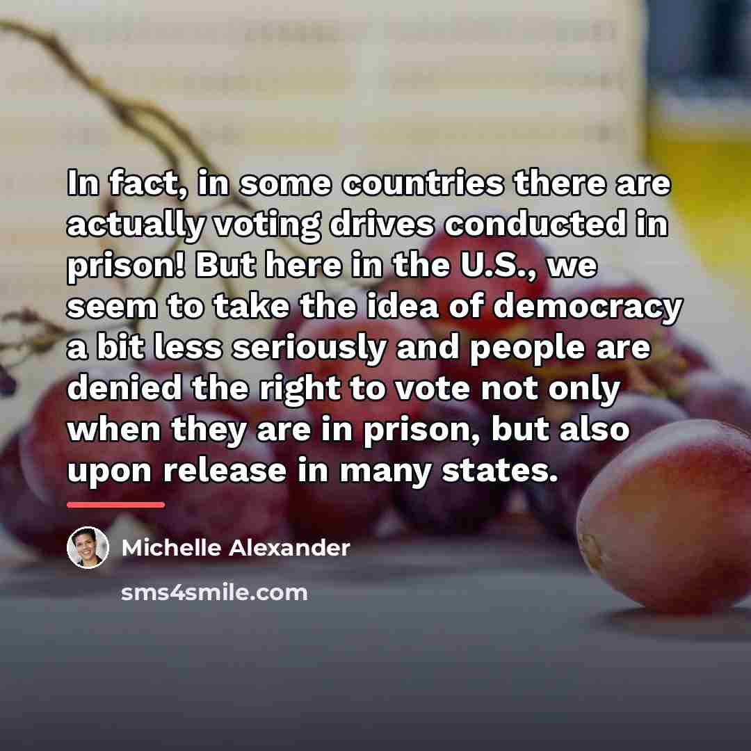 “In fact, in some countries there are actually voting drives…” quote by Michelle Alexander