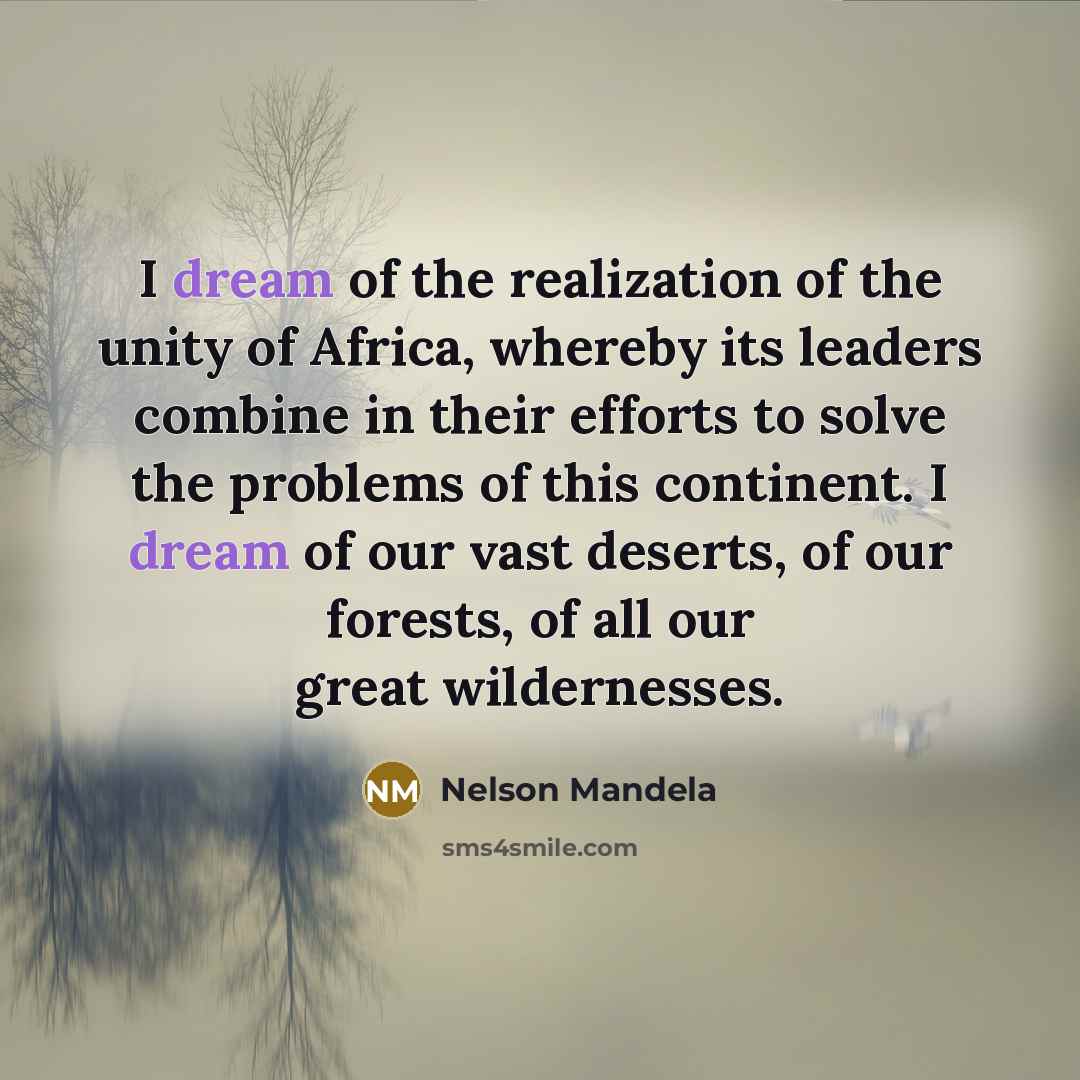 “I dream of the realization of the unity of Africa,…” quote by Nelson Mandela