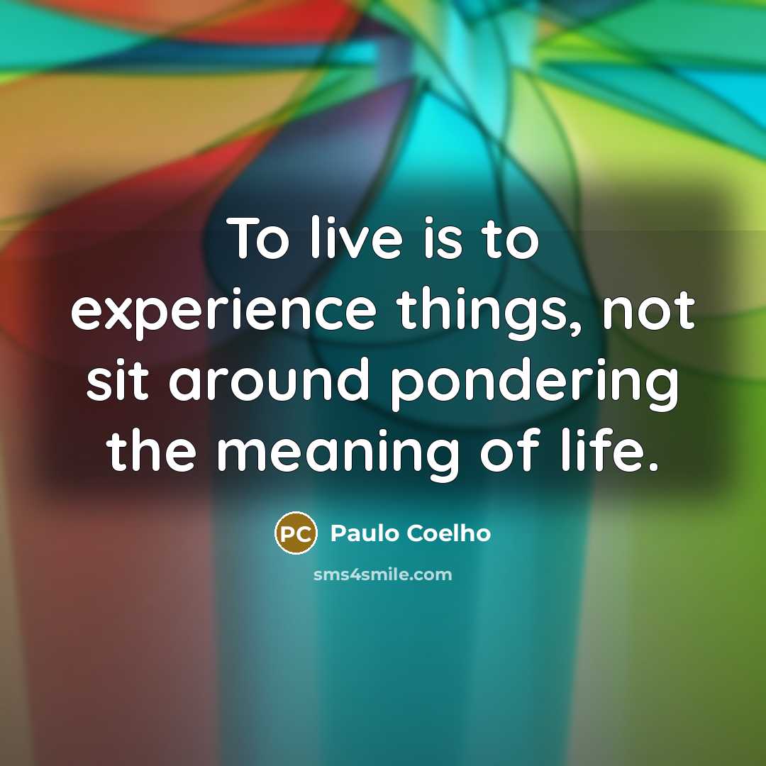 “To live is to experience things, not sit around pondering…” quote by Paulo Coelho
