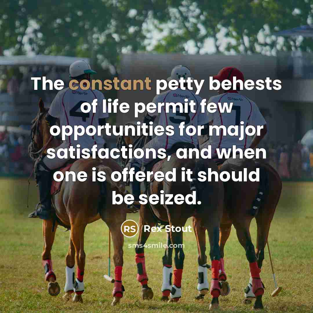 “The constant petty behests of life permit few opportunities for…” quote by Rex Stout