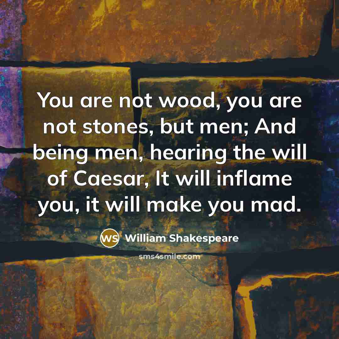 “You are not wood, you are not stones, but men;…” quote by William Shakespeare
