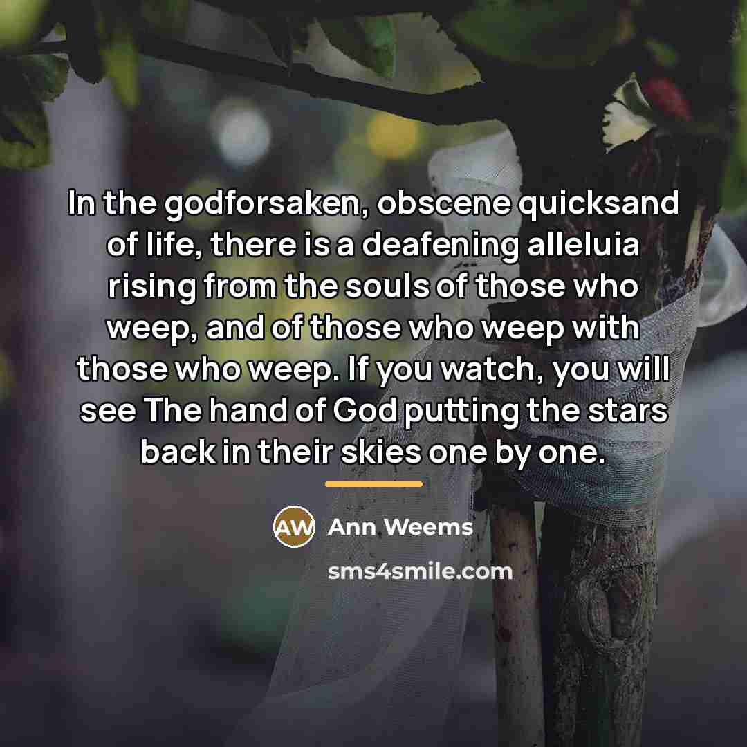 “In the godforsaken, obscene quicksand of life, there is a…” quote by Ann Weems