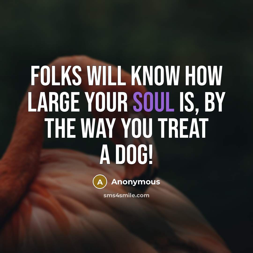 “Folks will know how large your soul is, by the way you treat a dog!” quote by Anonymous