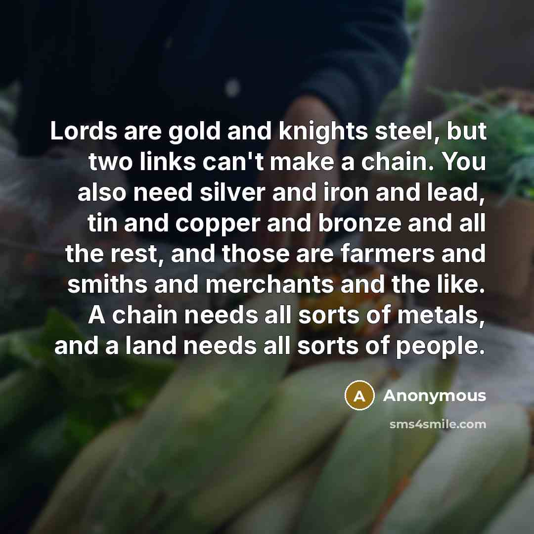 “Lords are gold and knights steel, but two links can't…” quote by Anonymous