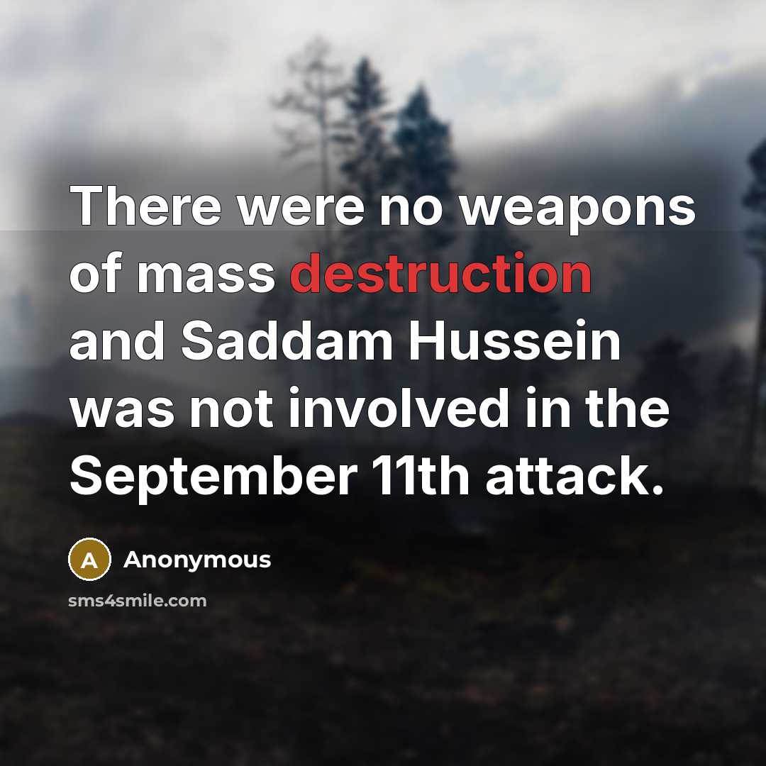 “There were no weapons of mass destruction and Saddam Hussein…” quote by Anonymous