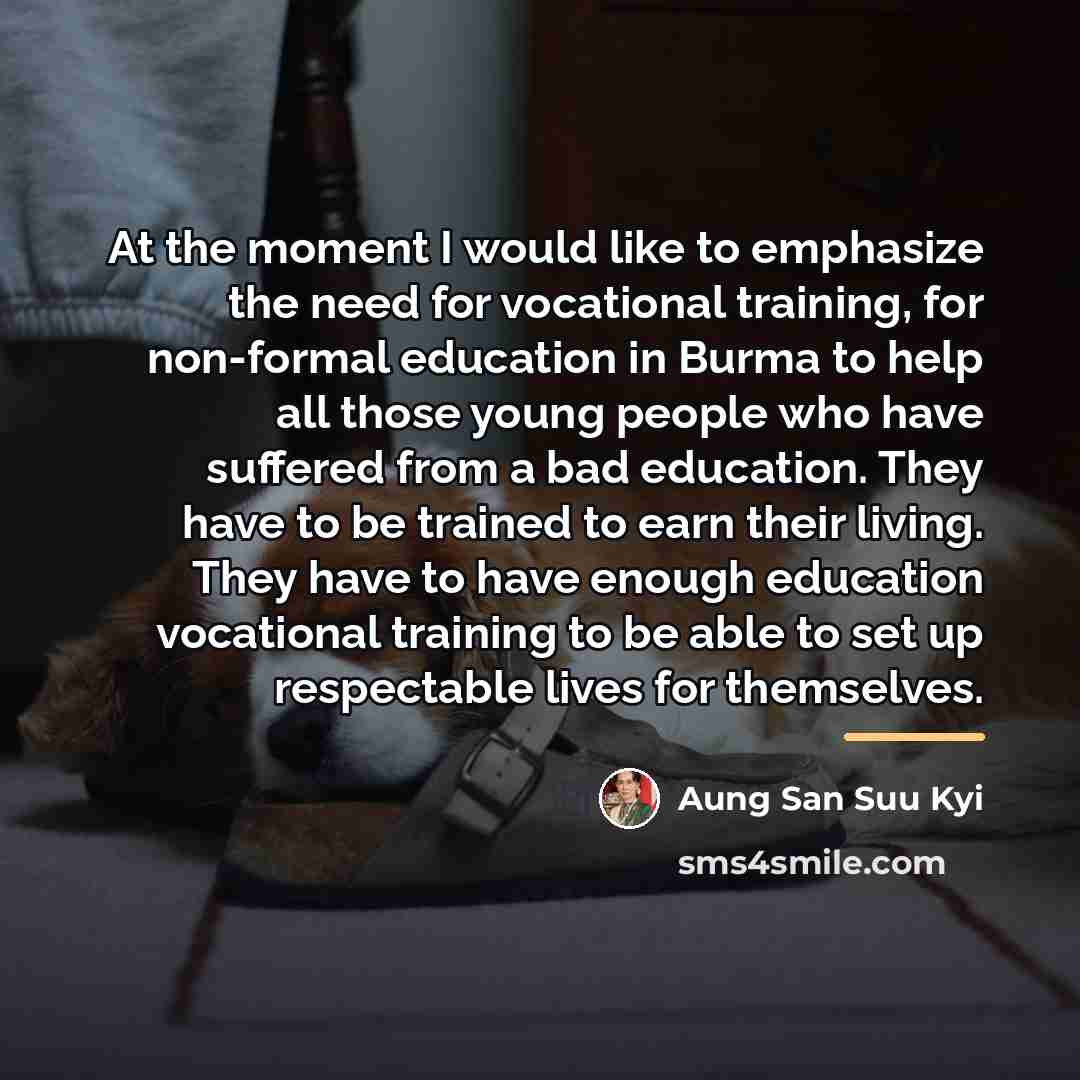 “At the moment I would like to emphasize the need…” quote by Aung San Suu Kyi