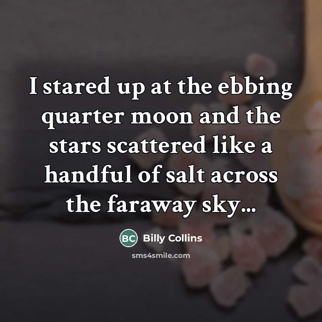 “I stared up at the ebbing quarter moon and the…” quote by Billy Collins