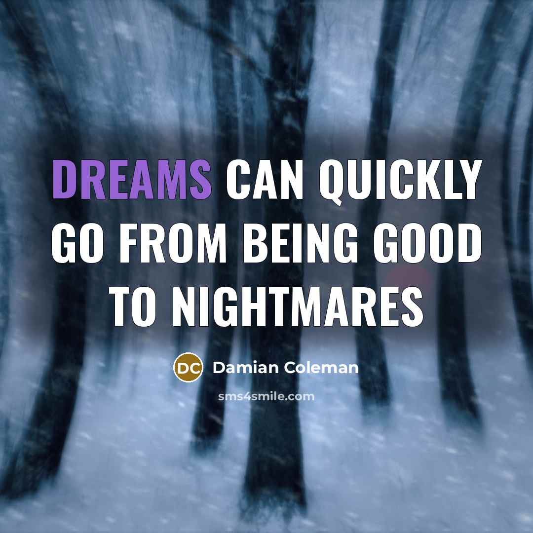 “Dreams can quickly go from being good to nightmares…” quote by Damian Coleman