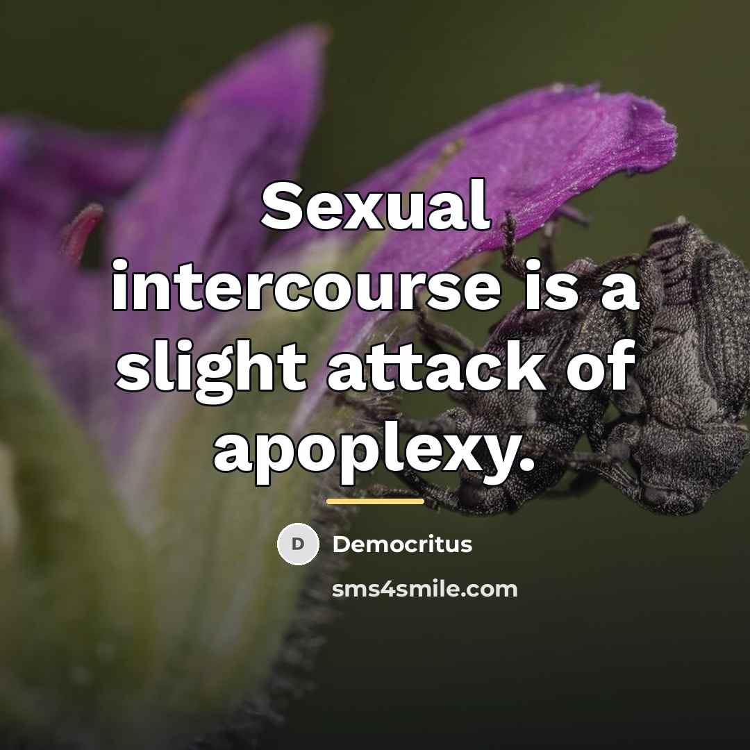 “Sexual intercourse is a slight attack of apoplexy.…” quote by Democritus