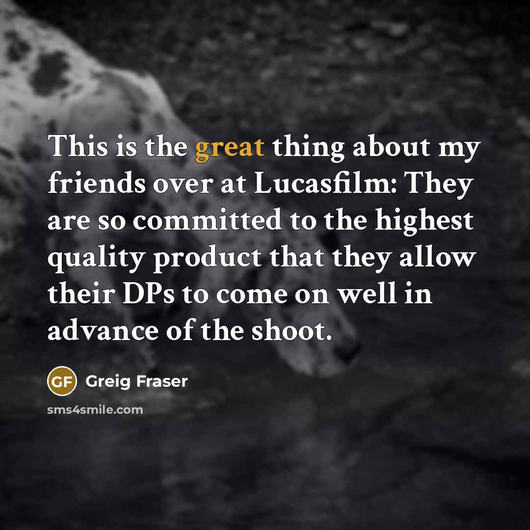“This is the great thing about my friends over at…” quote by Greig Fraser