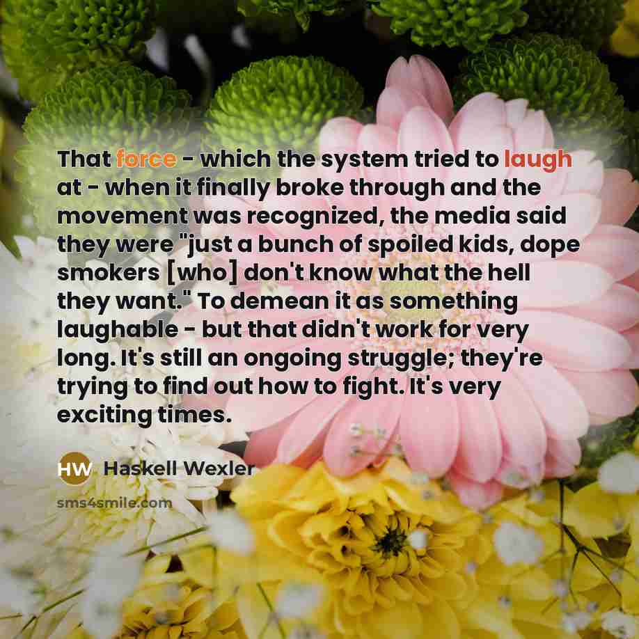 “That force - which the system tried to laugh at…” quote by Haskell Wexler