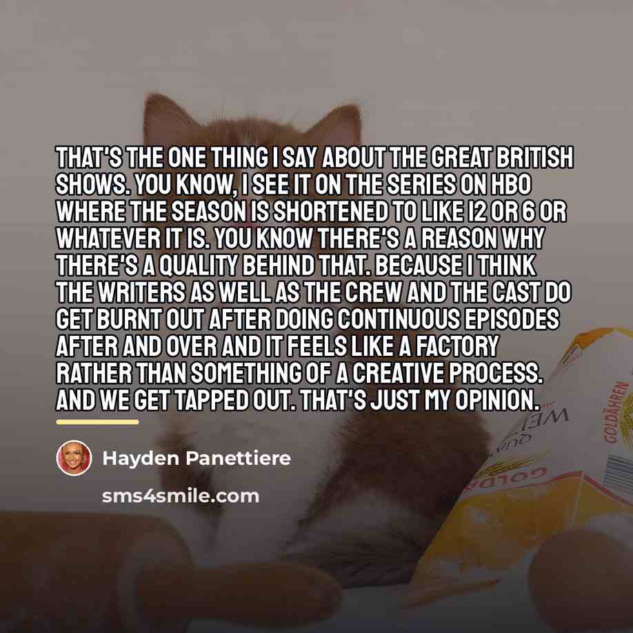 “That's the one thing I say about the great British…” quote by Hayden Panettiere