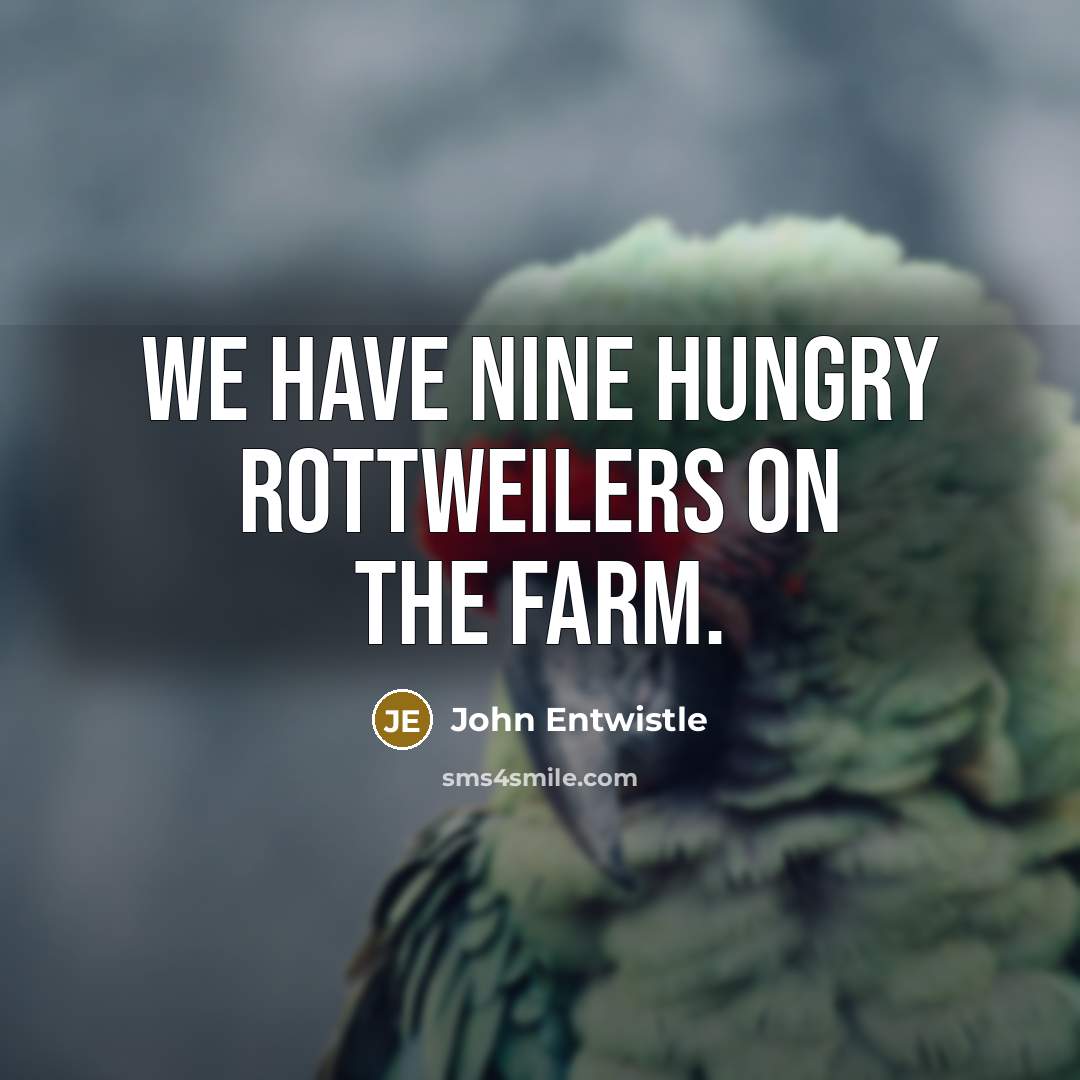 “We have nine hungry Rottweilers on the farm.…” quote by John Entwistle