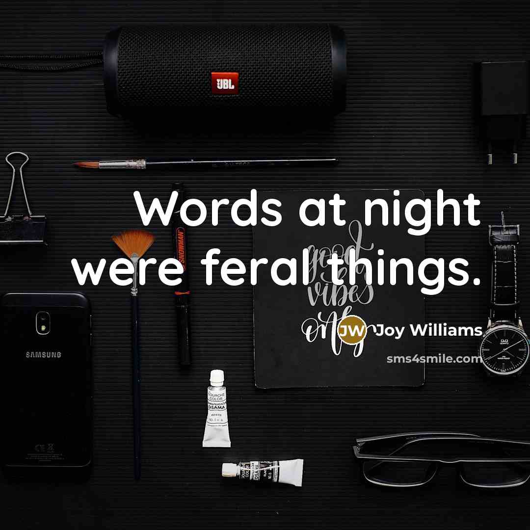 “Words at night were feral things.…” quote by Joy Williams